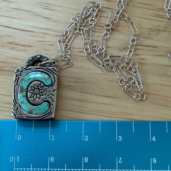 Sundance Silver Necklace with Turquoise "C" Pendant by Jes MaHarry (NIB) - Picture 8 of 8